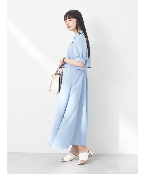earth music&ecology（アースミュージックアンドエコロジー）の「SET2点パフブラウス+キャミドレ（ワンピース・レディース・ベージュ/ブルー/ピンク・S/M）」の7枚目の写真