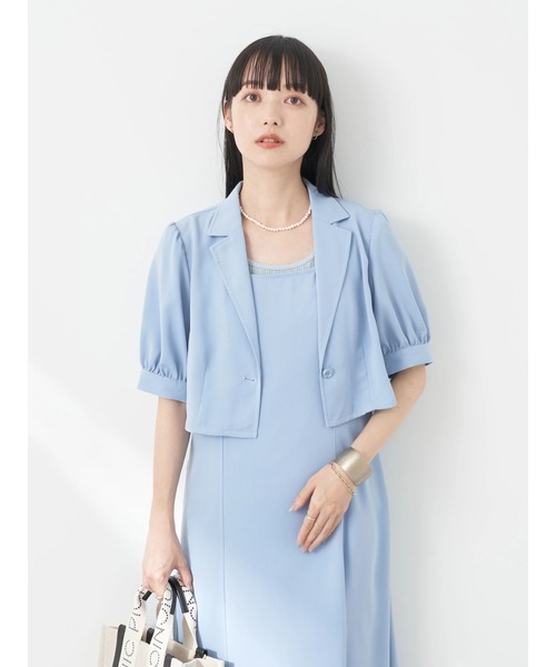 earth music&ecology（アースミュージックアンドエコロジー）の「SET2点パフブラウス+キャミドレ（ワンピース・レディース・ベージュ/ブルー/ピンク・S/M）」の9枚目の写真