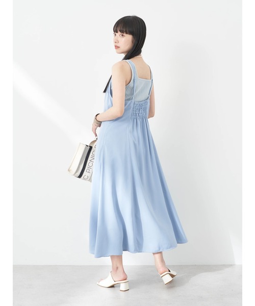 earth music&ecology（アースミュージックアンドエコロジー）の「SET2点パフブラウス+キャミドレ（ワンピース・レディース・ベージュ/ブルー/ピンク・S/M）」の13枚目の写真