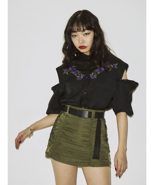 jouetie（ジュエティ）の「ミリタリーパッカリングミニスカート（スカート・レディース・ブラック/レッド/カーキ・MEDIUM）」の5枚目の写真