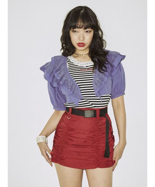 jouetie（ジュエティ）の「ミリタリーパッカリングミニスカート（スカート・レディース・ブラック/レッド/カーキ・MEDIUM）」の14枚目の写真