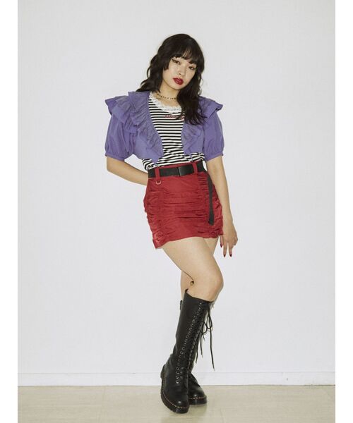 jouetie（ジュエティ）の「ミリタリーパッカリングミニスカート（スカート・レディース・ブラック/レッド/カーキ・MEDIUM）」の7枚目の写真