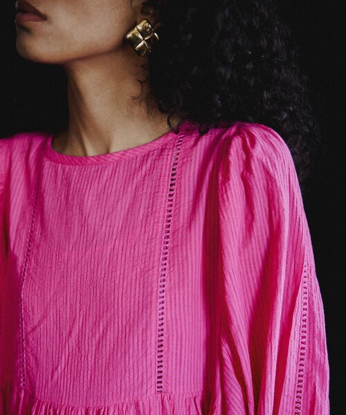 Freada（フリーダ）の「Freada/フリーダ コットンドビーストライプワンピース（ワンピース・レディース・ブラック/ピンク・ﾌﾘ-）」の7枚目の写真