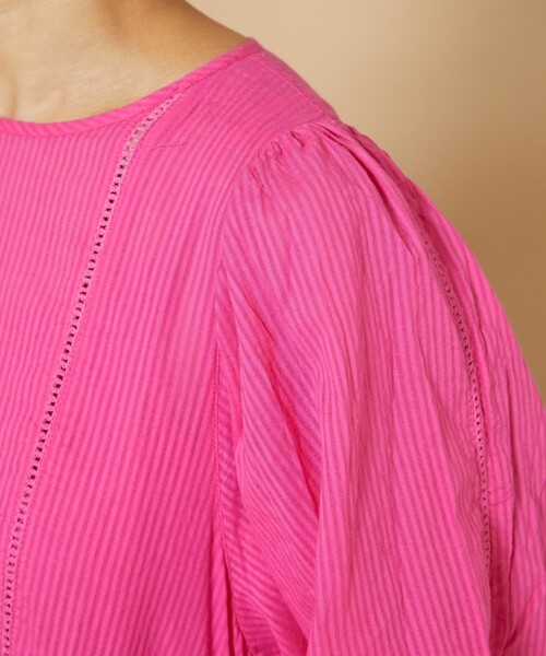 Freada（フリーダ）の「Freada/フリーダ コットンドビーストライプワンピース（ワンピース・レディース・ブラック/ピンク・ﾌﾘ-）」の6枚目の写真