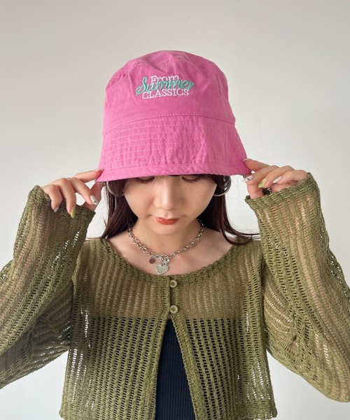 CLEA（クレア）の「刺繍カラーバケットハット（ハット・レディース・ライトピンク/ブラック/ベージュ/ピンク/ホワイト・FREE）」の20枚目の写真