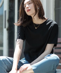 OPAQUE.CLIP（オペークドットクリップ）の「◆シルク調コットン ベーシックTシャツ【UV/接触冷感/イージーケア/洗濯機洗い可】（Tシャツ/カットソー）」