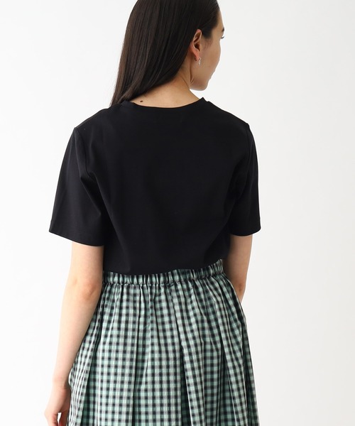 OPAQUE.CLIP(オペークドットクリップ)の「◆シルク調コットン ベーシックTシャツ【UV/接触冷感/イージーケア/洗濯機洗い可】(Tシャツ/カットソー・レディース・キャメル/ブラック/ライトブルー/ホワイト系/チャコールグレー・36/38/40/42/34)」の15枚目の写真