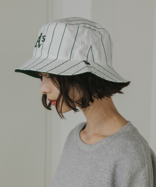 '47(フォーティーセブン)の「47BRAND/フォーティーセブンブランド Athletics Pinstriped '47 Bucket MLB バケットハット チームロゴ 刺繍 ベースボール(ハット・メンズ・ブルー/グリーン/ネイビー・FREE)」の15枚目の写真