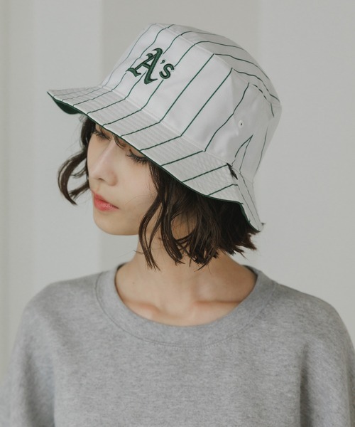 '47(フォーティーセブン)の「47BRAND/フォーティーセブンブランド Athletics Pinstriped '47 Bucket MLB バケットハット チームロゴ 刺繍 ベースボール(ハット・メンズ・ブルー/グリーン/ネイビー・FREE)」の16枚目の写真