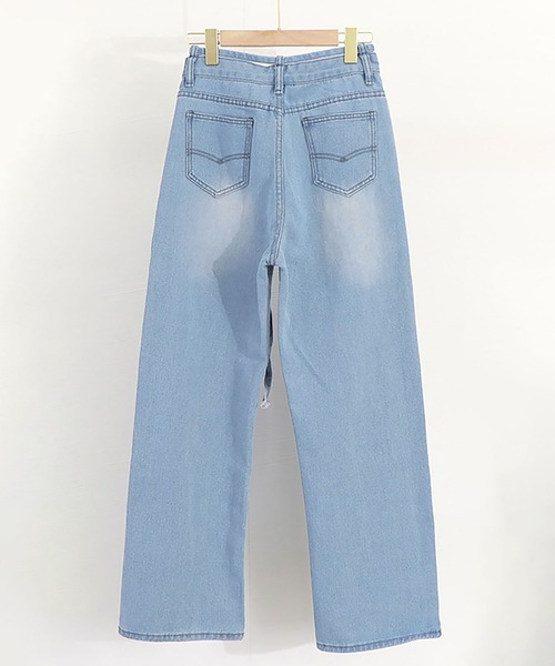 NinaetLina(ニナエリナ)の「ウォッシュドデニムパンツ(デニムパンツ・レディース・サックスブルー・M/XL/S/L)」の8枚目の写真