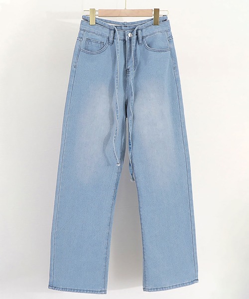 NinaetLina(ニナエリナ)の「ウォッシュドデニムパンツ(デニムパンツ・レディース・サックスブルー・M/XL/S/L)」の7枚目の写真