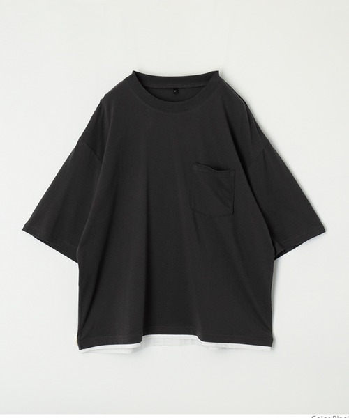 coca（coca）（コカ）の「メンズレイヤード風Tシャツ（Tシャツ/カットソー・メンズ・ブラック/ホワイト/ネイビー・M/L/XL）」の2枚目の写真