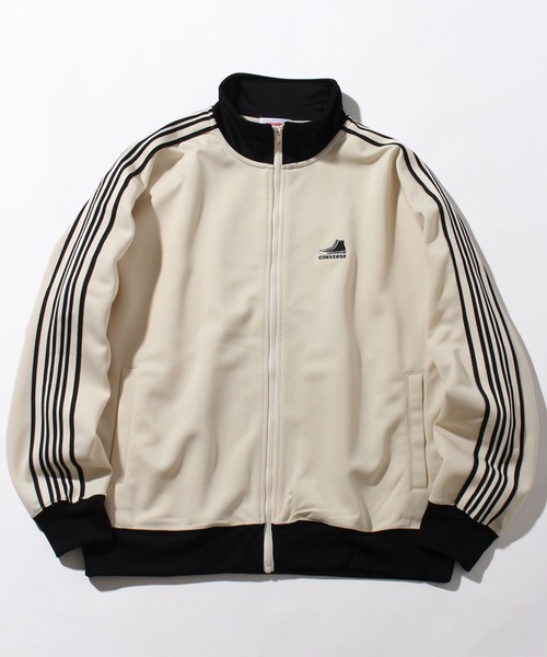 CONVERSE(コンバース)の「【CONVERSE/コンバース】ワンポイントシューズ刺繍 ダブルフェイス サイドライン トラックジャケット(ジャージ・メンズ・オフホワイト/ブラック/グレイッシュベージュ/ブルー系/ネイビー・M/L/LL)」の2枚目の写真