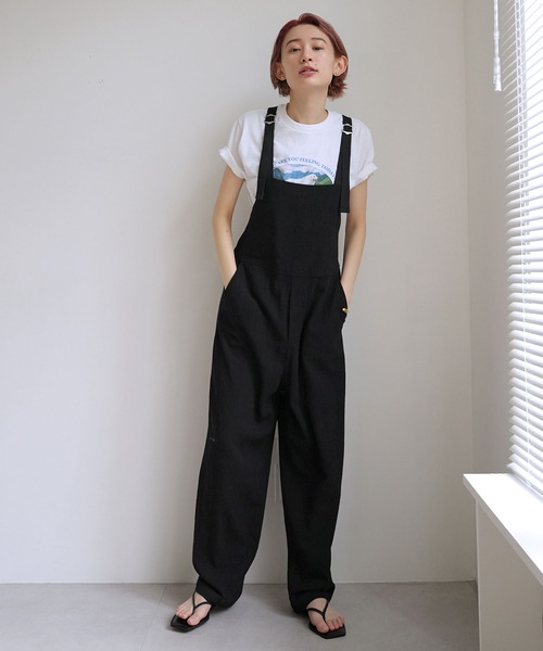 【SLOBE citron.】フロントスナップ オールインワン/ブラック SLOBE citron.（スローブシトロン）の「SLOBE citron. バックル