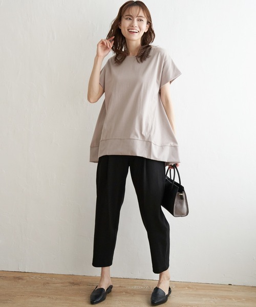 ikka(イッカ)の「Aライン裾切り替えカットソー(Tシャツ/カットソー・レディース・ベージュ/ブラック/パープル系その他/ブルー系その他・S/L/M)」の8枚目の写真