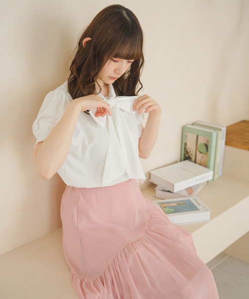 moulis'(ムーリス)の「2WAYシンプルボウタイブラウス(シャツ/ブラウス・レディース・ベージュ/ホワイト/ベビーピンク・MEDIUM/LARGE)」の18枚目の写真