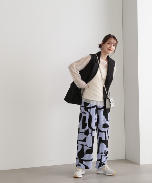 N.(N. Natural Beauty Basic)(エヌエヌナチュラルビューティーベーシック)の「◆キカ柄リラックスストレートパンツ(その他パンツ・レディース・ブルー/モカ・MEDIUM)」の16枚目の写真