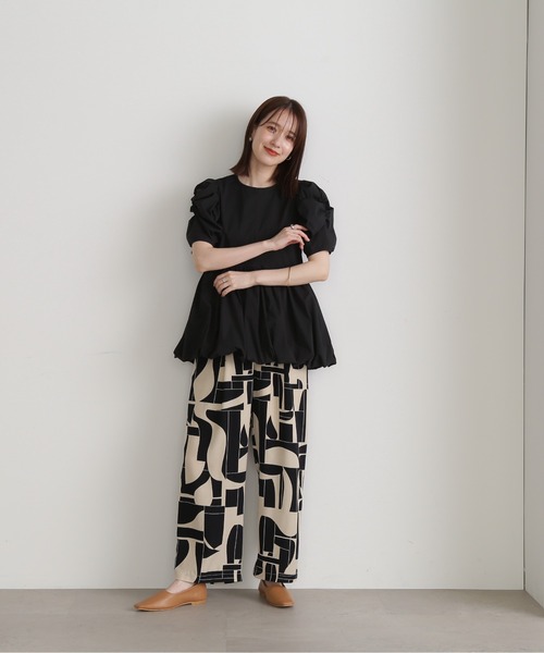 N.(N. Natural Beauty Basic)(エヌエヌナチュラルビューティーベーシック)の「◆キカ柄リラックスストレートパンツ(その他パンツ・レディース・ブルー/モカ・MEDIUM)」の7枚目の写真