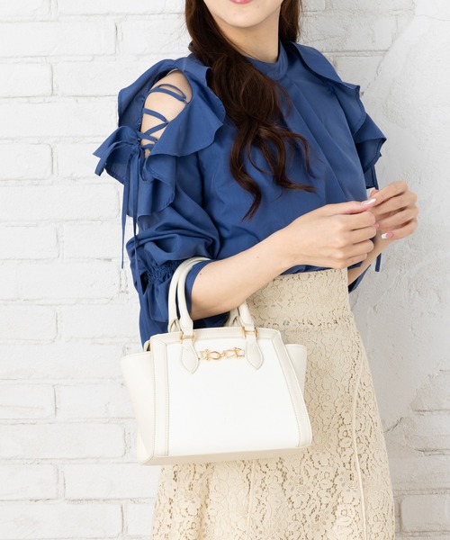 dazzlin（ダズリン）の「dazzlin/ダズリン　シュリンク/スムース ビット金具２wayハンド（ハンドバッグ・レディース・グリーン/ボルドー/ベージュ系その他/ベージュ/ローズ/ブラウン/ブラック/ブルーグレー/アイボリー・FREE）」の19枚目の写真