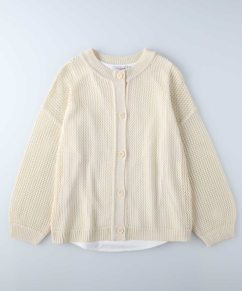 BACK NUMBER(バックナンバー)の「【BACK NUMBER】透かし編みカーディガン(カーディガン/ボレロ・レディース・レンガ/グリーン/オフホワイト・L/M)」の15枚目の写真