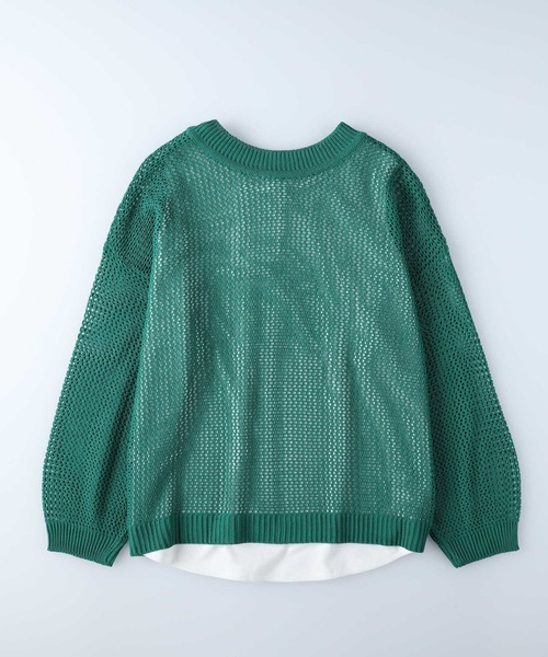 BACK NUMBER(バックナンバー)の「【BACK NUMBER】透かし編みカーディガン(カーディガン/ボレロ・レディース・レンガ/グリーン/オフホワイト・L/M)」の18枚目の写真