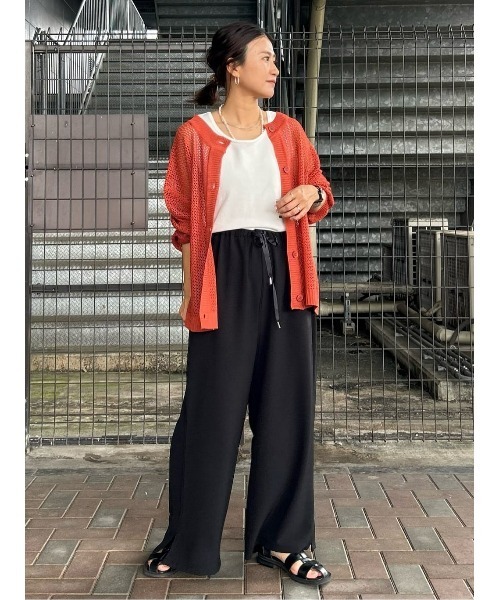 BACK NUMBER(バックナンバー)の「【BACK NUMBER】透かし編みカーディガン(カーディガン/ボレロ・レディース・レンガ/グリーン/オフホワイト・L/M)」の8枚目の写真