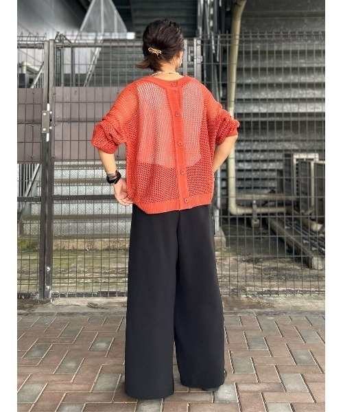 BACK NUMBER(バックナンバー)の「【BACK NUMBER】透かし編みカーディガン(カーディガン/ボレロ・レディース・レンガ/グリーン/オフホワイト・L/M)」の11枚目の写真