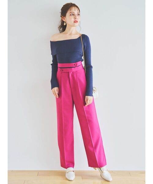 dazzlin(ダズリン)の「ワンショルアンバランスボタンニットトップス(ニット/セーター・レディース・オフホワイト/ピンク/ブラック/ネイビー・FREE)」の9枚目の写真