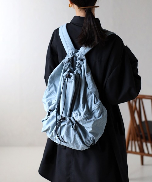 sakishimatokyo（サキシマトーキョー）の「ドロストシャーリングデザインリュック/バックパック（バックパック/リュック・レディース・ピンク/ベージュ/ライトブルー/ブラック・FREE）」の13枚目の写真