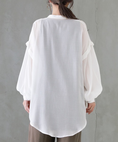 osharewalker（オシャレウォーカー）の「【廃盤】『シアーボイル2WAYシャツ』（シャツ/ブラウス・レディース・キャメル/ブラック/オフホワイト・FREE）」の20枚目の写真