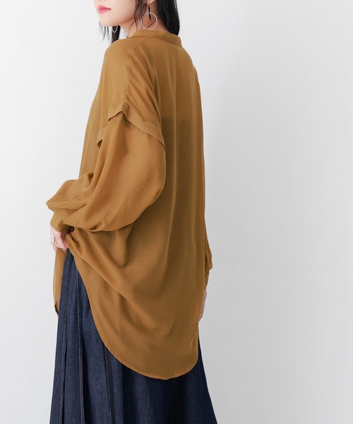 osharewalker（オシャレウォーカー）の「【廃盤】『シアーボイル2WAYシャツ』（シャツ/ブラウス・レディース・キャメル/ブラック/オフホワイト・FREE）」の5枚目の写真