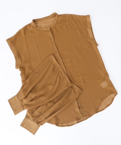 osharewalker（オシャレウォーカー）の「【廃盤】『シアーボイル2WAYシャツ』（シャツ/ブラウス・レディース・キャメル/ブラック/オフホワイト・FREE）」の11枚目の写真