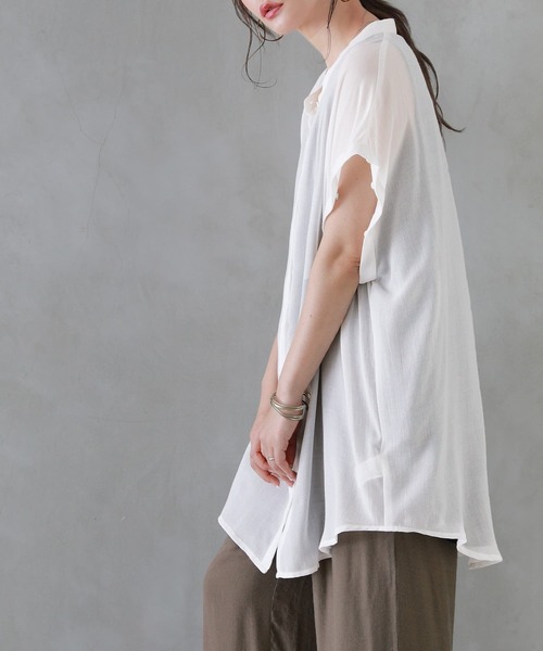 osharewalker（オシャレウォーカー）の「【廃盤】『シアーボイル2WAYシャツ』（シャツ/ブラウス・レディース・キャメル/ブラック/オフホワイト・FREE）」の21枚目の写真