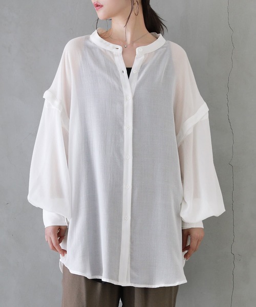 osharewalker（オシャレウォーカー）の「【廃盤】『シアーボイル2WAYシャツ』（シャツ/ブラウス・レディース・キャメル/ブラック/オフホワイト・FREE）」の18枚目の写真