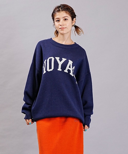 DISCUS ATHLETIC(ディスカス アスレチック)の「DISCUS ATHLETIC/ディスカスアスレチック ニット/セーター オーバーサイズ カレッジロゴ 3487-8782(ニット/セーター・レディース・ネイビー/アイボリー・FREE)」の3枚目の写真