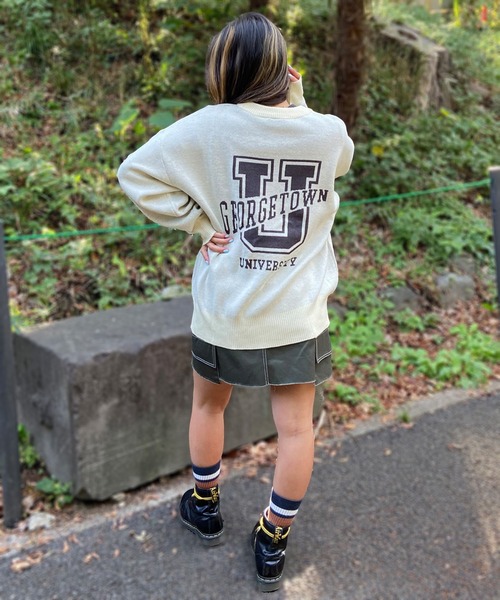 DISCUS ATHLETIC(ディスカス アスレチック)の「DISCUS ATHLETIC/ディスカスアスレチック ニット/セーター オーバーサイズ カレッジロゴ 3487-8782(ニット/セーター・レディース・ネイビー/アイボリー・FREE)」の16枚目の写真