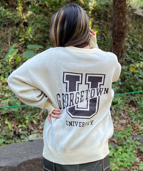 DISCUS ATHLETIC(ディスカス アスレチック)の「DISCUS ATHLETIC/ディスカスアスレチック ニット/セーター オーバーサイズ カレッジロゴ 3487-8782(ニット/セーター・レディース・ネイビー/アイボリー・FREE)」の12枚目の写真