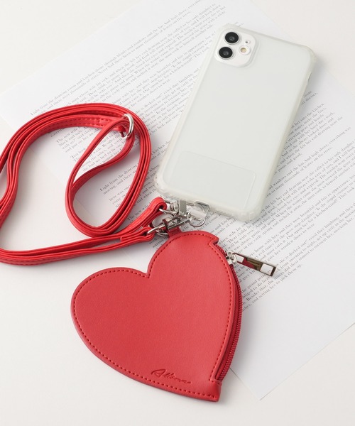 ALTROSE(アルトローズ)の「ストラップ ハート ポーチ 合皮 スマホストラップ スマホショルダー(スマホグッズ・レディース・シルバー/ブラック/レッド/ホワイト/ピンク/ブルー/カラフル・FREE)」の6枚目の写真