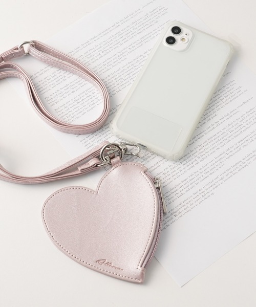 ALTROSE(アルトローズ)の「ストラップ ハート ポーチ 合皮 スマホストラップ スマホショルダー(スマホグッズ・レディース・シルバー/ブラック/レッド/ホワイト/ピンク/ブルー/カラフル・FREE)」の5枚目の写真