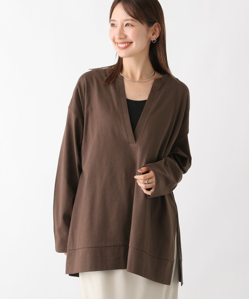 LEPSIM(レプシィム)の「深スリットプルオーバー 964570(Tシャツ/カットソー・レディース・アイボリー/ブラウン/グレー・FREE)」の7枚目の写真