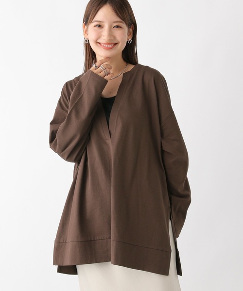 LEPSIM(レプシィム)の「深スリットプルオーバー 964570(Tシャツ/カットソー・レディース・アイボリー/ブラウン/グレー・FREE)」の6枚目の写真