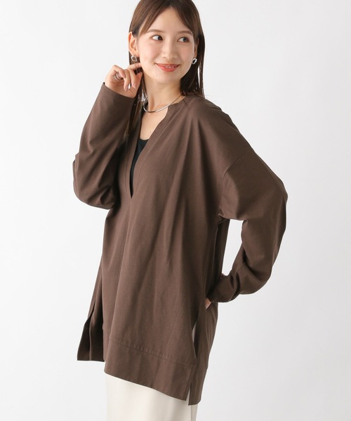 LEPSIM(レプシィム)の「深スリットプルオーバー 964570(Tシャツ/カットソー・レディース・アイボリー/ブラウン/グレー・FREE)」の8枚目の写真