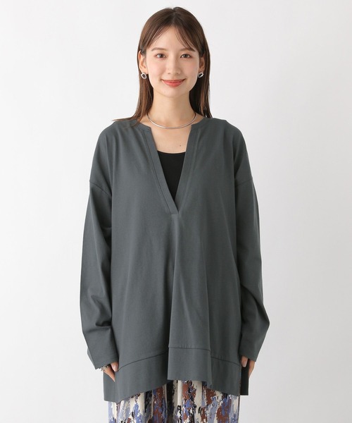 LEPSIM(レプシィム)の「深スリットプルオーバー 964570(Tシャツ/カットソー・レディース・アイボリー/ブラウン/グレー・FREE)」の14枚目の写真