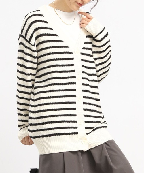 GLOBAL WORK Smile Seed Store（グローバルワーク スマイルシードストア）の「編み柄カーディガン/175927（カーディガン/ボレロ・レディース・グレー/アイボリー/グリーン/杢グレー・SMALL/MEDIUM/LARGE）」の8枚目の写真