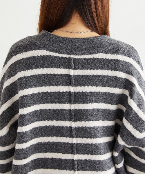 acro（アクロ）の「Vネックボーダーニット/AC3827（ニット/セーター・レディース・アイボリー/ブラウン/グレー・ﾌﾘ-）」の15枚目の写真