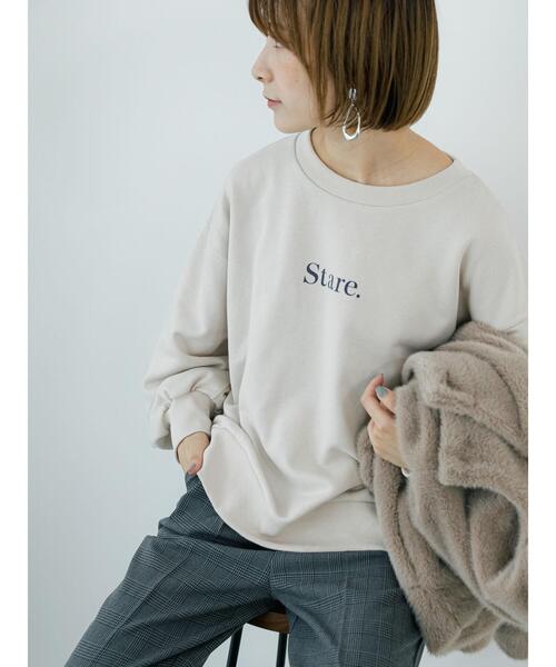 Samansa Mos2 blue(サマンサモスモスブルー)の「プリント裏毛プルオーバー(Tシャツ/カットソー・レディース・オフホワイト/グリーン/ブルー/チャコールグレー/ライトベージュ・F)」の3枚目の写真