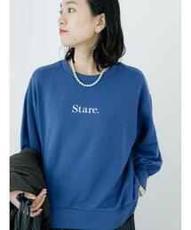 Samansa Mos2 blue | プリント裏毛プルオーバー(Tシャツ/カットソー)