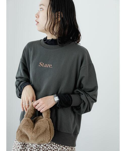 Samansa Mos2 blue(サマンサモスモスブルー)の「プリント裏毛プルオーバー(Tシャツ/カットソー・レディース・オフホワイト/グリーン/ブルー/チャコールグレー/ライトベージュ・F)」の7枚目の写真