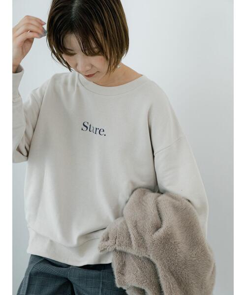 Samansa Mos2 blue(サマンサモスモスブルー)の「プリント裏毛プルオーバー(Tシャツ/カットソー・レディース・オフホワイト/グリーン/ブルー/チャコールグレー/ライトベージュ・F)」の9枚目の写真