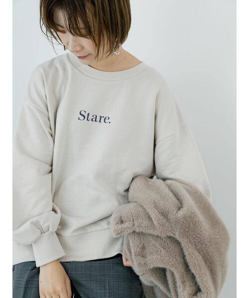 Samansa Mos2 blue(サマンサモスモスブルー)の「プリント裏毛プルオーバー(Tシャツ/カットソー・レディース・オフホワイト/グリーン/ブルー/チャコールグレー/ライトベージュ・F)」の10枚目の写真